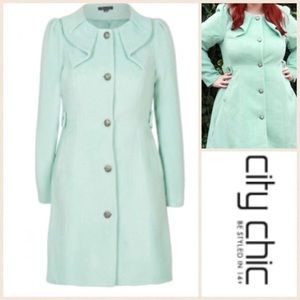 New Mint Green city chic Peacoat